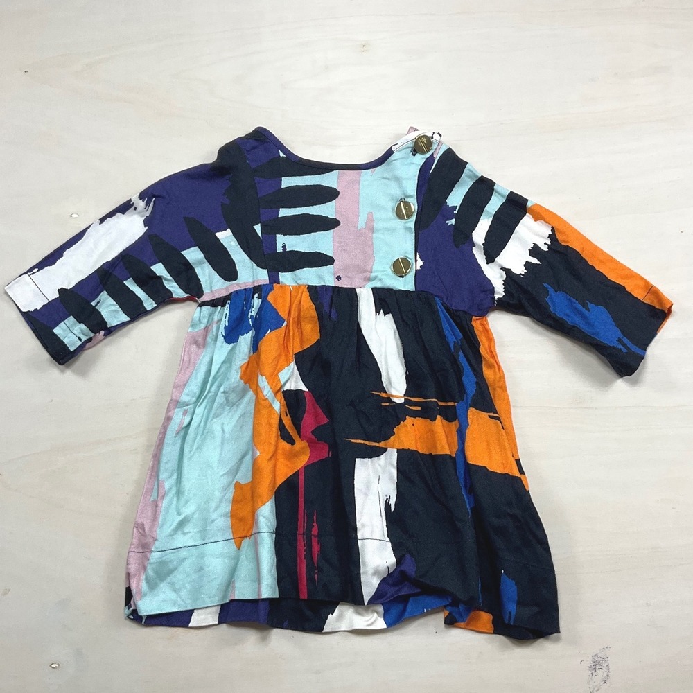Anthem of the Ants Baby Girl Abstract Print Dress 18M Blue Orange Viscose LA